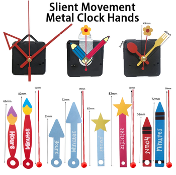 Kids Cartoon Toy Silent Quartz Clock Movement Kit Colorful Metal Hands for DIY Educational Wall Clock