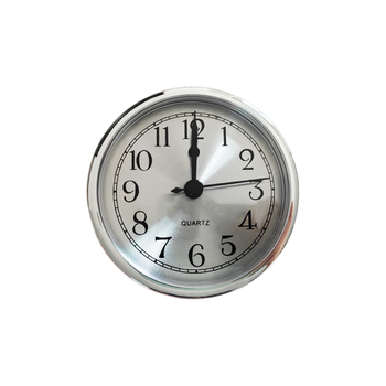 90mm Modern Quartz Clock Insert Fit-up Silver Bezel Brushed Dial Arabic Numerals Black Hands Plastic Art DIY Decor Battery
