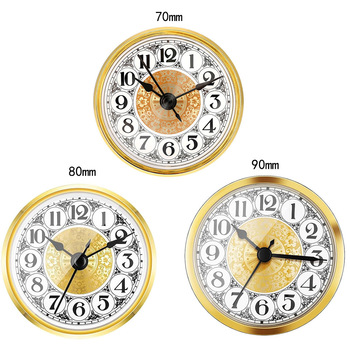 Gold Quartz Clock Insert 70mm 80mm 90mm Vintage Arabic Numeral Dial for Wooden Mantel Desk Clock Crafts