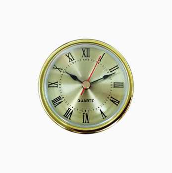 Luxury Modern 65mm Miniature Gold Bezel Quartz Clock Insert Gold Dial Roman Numerals DIY Craft Durable Wall Clock Making Battery