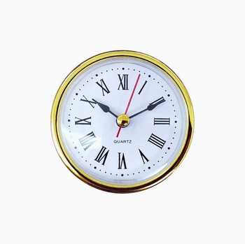 65mm Mini Quartz Clock Inserts Plastic Battery Operated Gold Bezel White Dial Arabic Numerals DIY Craft Kit