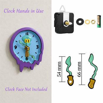 Wood Quartz Clock Movement Squid Character Tentacle Hands DIY Modern Cartoon Wall Clock Repair Replacement Craft