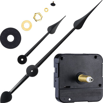 Jump Second Quartz Clock Movement Kit 23mm Shaft with 115mm 175mm Black Hands for 9 to 13mm Dial DIY