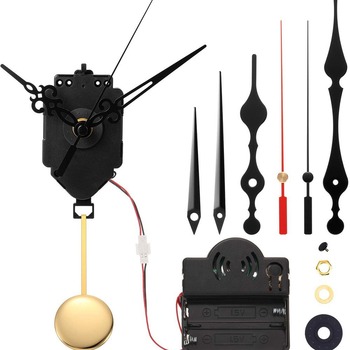 Musical Chime Pendulum Clock Movement Kit with External Speaker Gold Bob Hands Hourly Quarter Chime Night Shutoff