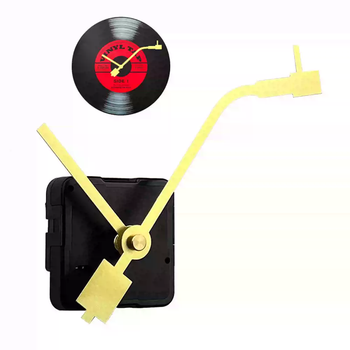 Vinyl Record Player Style Quartz Clock Movement with Gold Tone Hands for DIY Wall Clock Repair Kit