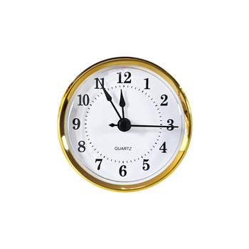 80mm Gold Bezel Plastic Quartz Clock Insert White Dial Arabic Numerals DIY Mini Desk Replacement Battery Operated Modern