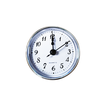 70mm Modern Quartz Plastic Clock Insert Fit-up Silver Bezel White Dial Arabic Numerals Black Hands Battery Operated DIY Resin