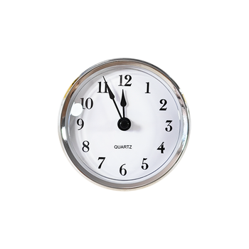 80mm Modern Quartz Clock Insert Fit-up Silver Bezel White Dial Arabic Numerals Black Second Hand Plastic DIY Home Decor