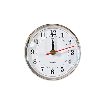 80mm Quartz Clock Insert Fit-up Silver Bezel White Dial Arabic Numerals Red Second Hand Plastic Modern DIY Home Decor
