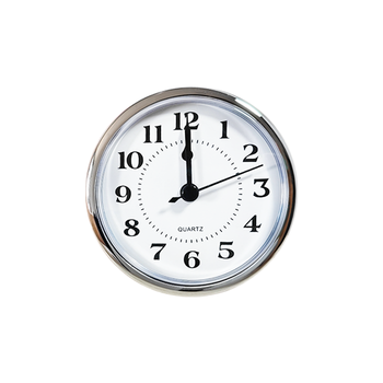 90mm Quartz Clock Insert Fit-up Silver Bezel White Dial Arabic Numerals Black Hands Resin DIY Home Decor Modern Battery Operated