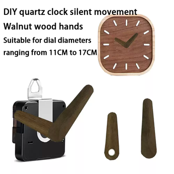 5168 Modern Mini Walnut Needle Handcrafted DIY Clock Hands Square Pattern Ultra-Short Pointer Durable Quartz Movement Wood Wall