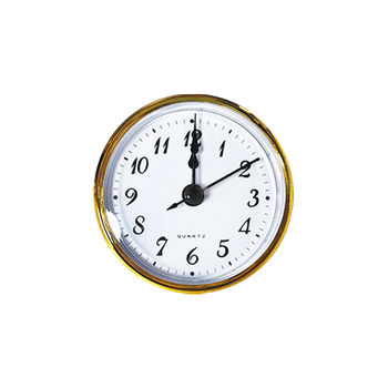 Professional 70mm Gold Bezel Modern Durable ABS Plastic Quartz Clock Insert White Dial Arabic Numerals Battery DIY Craft Clock