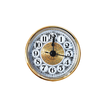 Modern 70mm Gold Bezel Quartz Clock Insert Decorative Gold Pattern Dial Arabic Numerals DIY Crafts Durable Battery Operated Mini
