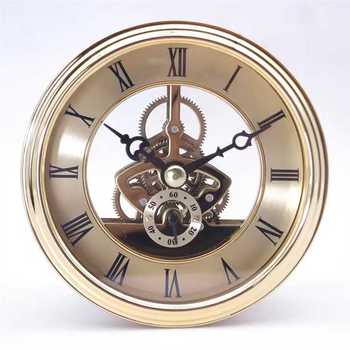 Modern Transparent Plastic 97mm Wall Clock Silver Skeleton Mechanism Roman Numerals Battery Operated Quartz Movement Durable