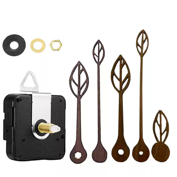 Creative Leaf Shaped Walnut Wood Clock Hands Silent Quartz Movement DIY Wall Clock Kit Modern Decorative Black Durable Home