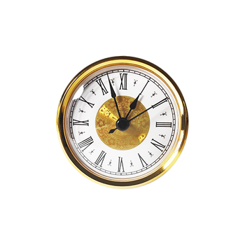 80mm Quartz Clock Insert Gold Bezel Floral Dial Roman Numerals Black Hands DIY Plastic Battery Operated Home Decor
