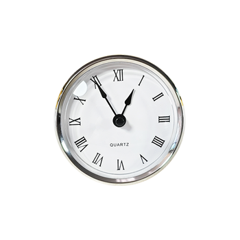 80mm Quartz Clock Insert Silver Bezel White Dial Roman Numerals Black Second Hand Plastic Resin DIY Home Decor Battery Operated