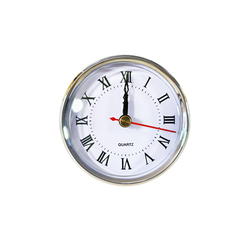 80mm Quartz Clock Insert Fit-up Silver Bezel White Dial Roman Numerals Red Second Hand Resin Art DIY Modern Home Decor Battery