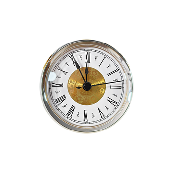 80mm Quartz Clock Insert Fit-up Silver Bezel Ornate Floral Dial Roman Numerals Black Hands DIY Crafts Plastic Resin Art Battery