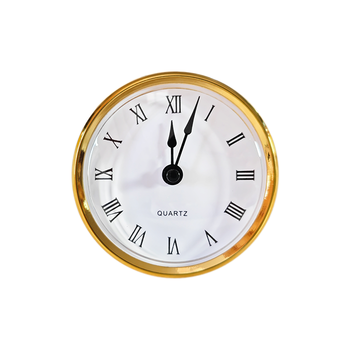 80mm Quartz Clock Insert Fit-up Gold Bezel White Dial Roman Numerals Black Second Hand Plastic Battery Operated Modern DIY Home