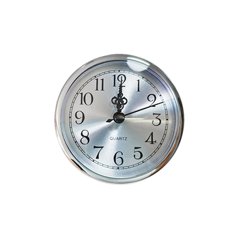 90mm Quartz Clock Insert Fit-up Silver Bezel Silver Dial Arabic Numerals Fancy Black Hands Battery Operated Plastic DIY Home