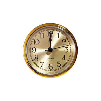 90mm Quartz Clock Insert Fit-up Gold Bezel Brushed Gold Dial Arabic Numerals Black Hands Resin Art DIY Modern Battery Home Decor