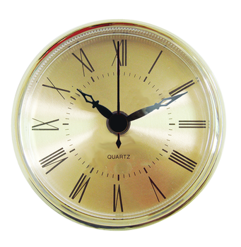 90mm Quartz Clock Insert Fit-up Gold Bezel Gold Brushed Dial Roman Numerals Black Hands Plastic Brushed Modern Battery DIY Home