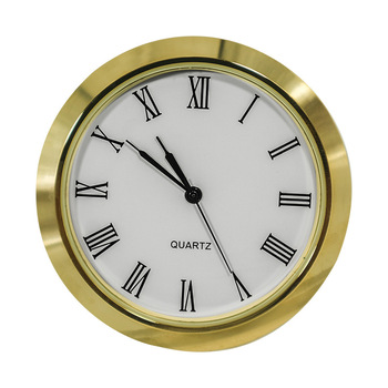 55mm Metal Gold Quartz Clock Insert Roman Numeral Dial 10mm Thick Handmade Watch Movement Replacement DIY Desk Wall Making