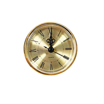 70mm Gold Bezel Quartz Clock Insert Plastic Brushed Gold Face Roman Numerals DIY Craft Premium Hobby Battery Operated