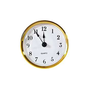 80mm Quartz Clock Insert Fit-up Gold Bezel White Dial Arabic Numerals Black Second Hand Plastic Battery Operated Modern Design