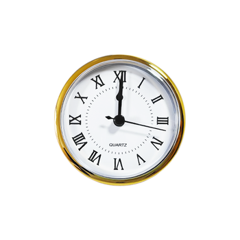 90mm Modern Quartz Clock Insert Fit-up Gold Bezel White Dial Roman Numerals Black Hands Resin DIY Home Decor Battery Operated