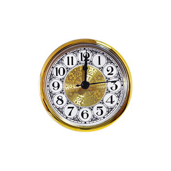 90mm Quartz Clock Insert Fit-up Gold Bezel Ornate Floral Dial Arabic Numerals Black Hands Resin DIY Home Decor Battery Operated