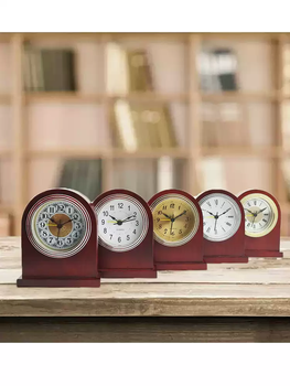Modern Semicircle Solid Wooden Desk Alarm Clock Needle Elegant Silent Quartz Movement for Living Room Office Home Decor Gift