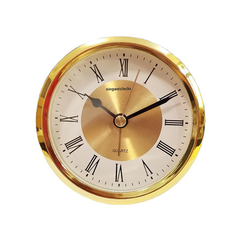 89mm Gold Modern Alarm Clock Insert ABS Plastic Roman Numeral Quartz Movement 33mm Depth DIY Battery Operated Mantel Desk Gift