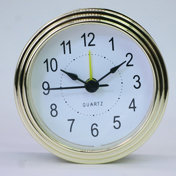 78mm Gold Alarm Clock Insert Fit-Up White Dial Arabic Numeral Quartz 36mm Depth Plastic ABS Craft Desk Mantel Gift Battery