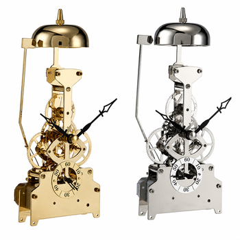 Skeleton Striking Quartz Movement Kit Bell Gold Silver Visible Gear Drive Antique Desk Clock Art Deco Luxury Crystal DIY