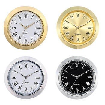 36mm Quartz Watch Insert Roman Numerals Gold/Silver Bezel White/Black Dial-DIY Craft Gift Metal Plastic Durable Modern Design