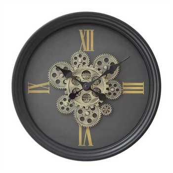 Luxury Art Gear Wall Clock 3D Rotating Gears Antique Gold Modern Style Silent Quartz Clock Roman Numerals Living Room