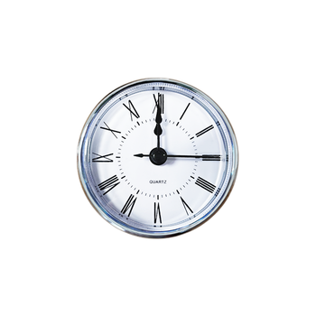 70mm Quartz Clock Insert Fit-up Silver Bezel White Dial Roman Numerals Black Hands Crafts DIY Plastic Resin Art Home Battery