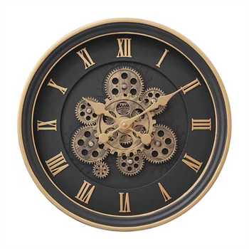 Gears Quartz Needle Movement Vintage Antique European Oversized Rustic Farmhouse Steampunk Metal Wall Clock Battery Powered