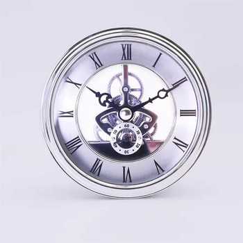 Luxury Modern 97mm Silver Skeleton Transparent Plastic Desk Clock with Quartz Movement DIY Craft Home Office Decor