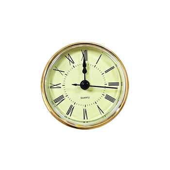 70mm Quartz Clock Insert Fit-up Gold Bezel Cream Ivory Dial Roman Numerals Plastic Crafts DIY Personalized Gift Battery Battery