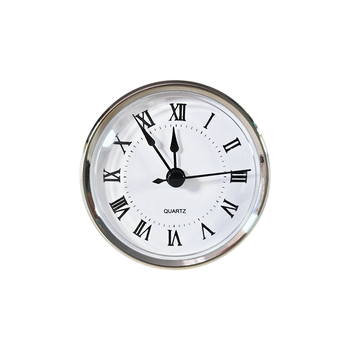 80mm Quartz Clock Insert Silver Bezel White Dial Roman Numerals Black Hands DIY Plastic Battery Operated Resin Art Gift Home