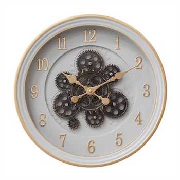Modern Moving Gear Wall Clock 2026 Trend Luxury Gold Trim Industrial Vintage Silent Single Face Arabic Numerals