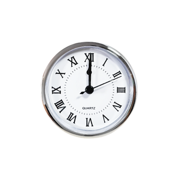 Modern 90mm Silver Bezel Plastic Quartz Clock Insert Roman Numerals White Dial DIY Craft Table Clock Battery Operated